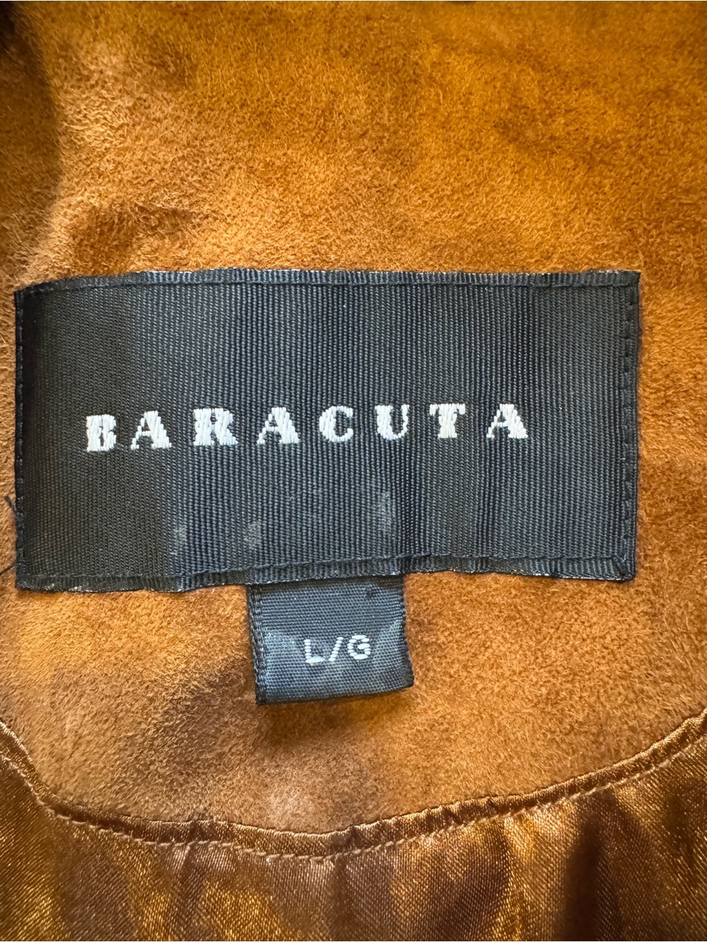 Baracuta Genuine Suede Leather Overshirt Shacket Cognac Brown - Size Large - Picture 6 of 10